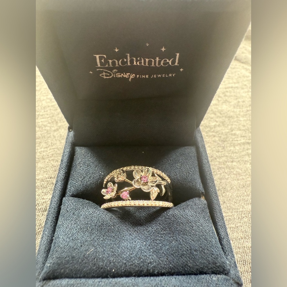 Enchanted Disney Mulan Inspired Rhodolite Garnet and Diamond Ring